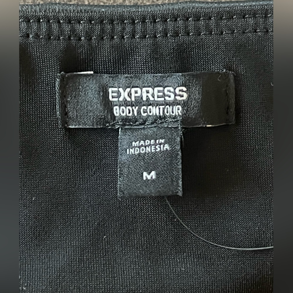 Express Black Faux Leather Body Contour Body Suit - Picture 2 of 8